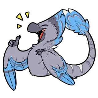 👍 pássaro, gaio, desenho animado, animal, feliz, polegar para cima telegram sticker