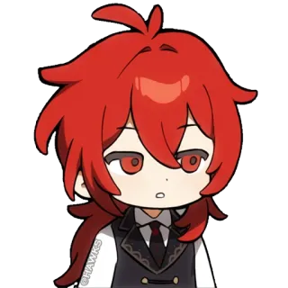 😒 Diluc Genshin Impact anime, character, red hair, genshin impact, diluc telegram sticker