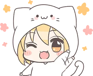 👋 Anime, Chat, Mignon, Kawaii, Chibi, Dessin animé telegram sticker