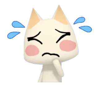 🤨 gatto, Animal Crossing, triste, lacrime, carino, bianco telegram sticker