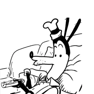 😳 Goofy Desenho animado, Disney, Pateta, Personagem, Relaxante, Sofá, TV telegram sticker
