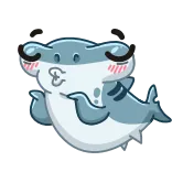 😘 tiburón, dibujos animados, animal, lindo, pez, kawaii telegram sticker