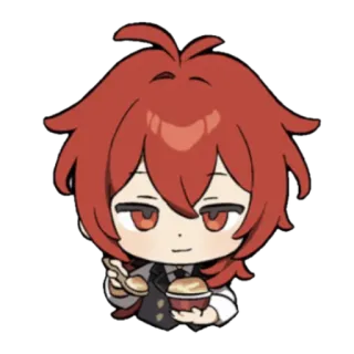 🥢 Diluc Genshin Impact Anime, Spiel, Rote Haare, Genshin Impact, Diluc telegram sticker
