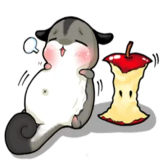 🍎 하늘다람쥐, 사과, 귀여운, 만화, 동물, 행복한 whatsapp sticker