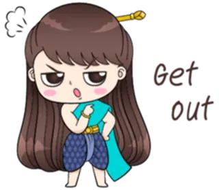 👈 Get out desenho animado, menina, tailandês, bravo, saia telegram sticker