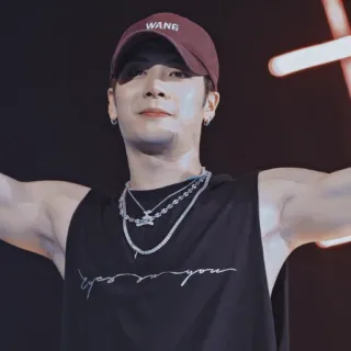 🙂 wang homem, cantor, chapéu, kpop, wang, colar whatsapp sticker
