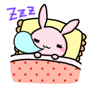 😴 ZZZ dormir, lapin, mignon, lit, endormi, dessin animé whatsapp sticker