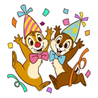 🎉 Chip and Dale Chip, Dale, cartoon, Disney, squirrels, party, confetti telegram sticker