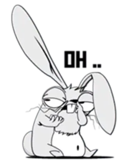 😒 OH królik, zwierzę, kreskówka, wyraz, leniwy, śmieszny telegram sticker