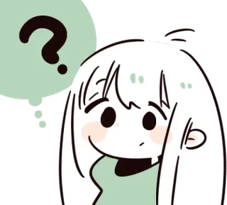 ❓ ? domanda, ragazza, pensiero, pensare, confuso, cartone animato whatsapp sticker