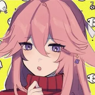 🍡 Yae Miko Genshin Impact anime, video game, genshin impact, yae miko, pink hair, cartoon telegram sticker
