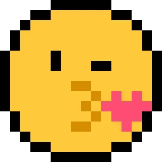 😘 emoji, pixel, ciuman, kuning, wajah telegram sticker