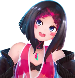 ⚒ สาวอนิเมะ, การ์ตูน, ภาพเหมือน, สีสัน telegram sticker