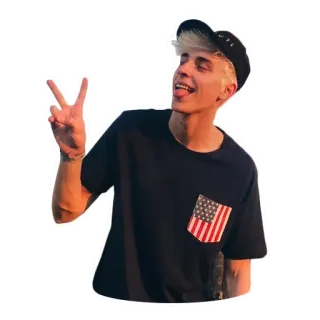 ✌ homem, sinal paz, chapéu, bandeira, patriótico, americano, moda, casual whatsapp sticker