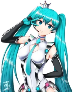 ✌️ Hatsune Miku Anime, Vocaloid, Hatsune Miku, Chica anime, Pelo azul, Signo de la paz telegram sticker