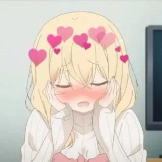 😳 anime girl, hearts, blush, cute, cartoon, love telegram sticker