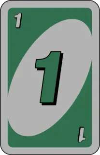 💚 1 card, uno, number, green whatsapp sticker