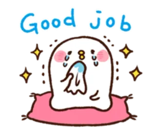 👍 Good job 잘 했어요, 귀여운, 울음, 감정적인, 만화 telegram sticker