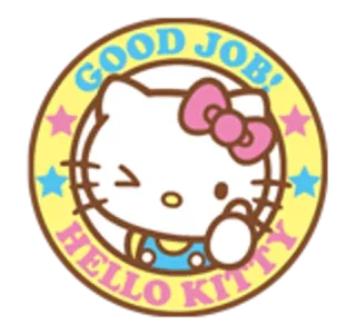 🌟 Hello Kitty GOOD JOB! HELLO KITTY mignon, dessin animé, chat, kawaii, personnage, étoiles telegram sticker