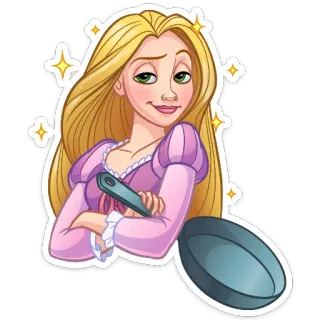 😏 Rapunzel Tangled Raiponce, Disney, princesse, poêle à frire telegram sticker