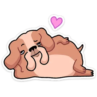 ⭐ chien, chiot, mignon, coeur, dessin animé, animal, animal de compagnie, détendu telegram sticker