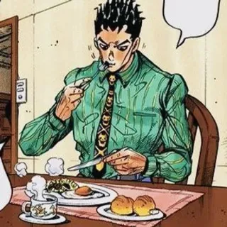 🍽️ Rohan Kishibe JoJo's Bizarre Adventure 키시베 로한, 만화, 먹방, 아침 식사, 죠죠의 기묘한 모험 telegram sticker