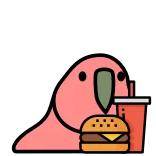 🍔 parrot, bird, burger, soda, food, drink, cartoon telegram sticker