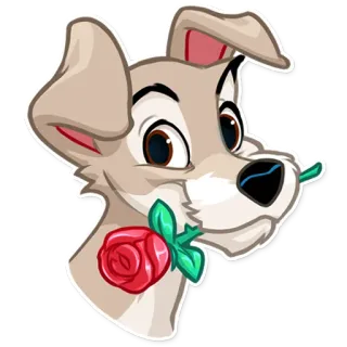 🌹 chien, chiot, rose, fleur, mignon, animal, autocollant telegram sticker