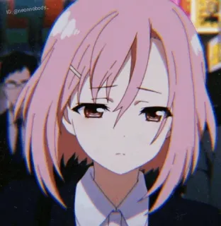 😐 IG: @neonnobody_ Anime, Chica, Pelo rosa, Dibujo animado telegram sticker