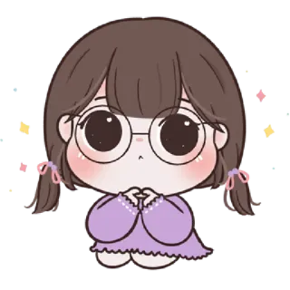 🥨 ragazza, carino, kawaii, occhiali, adorabile, cartone animato, adesivo telegram sticker