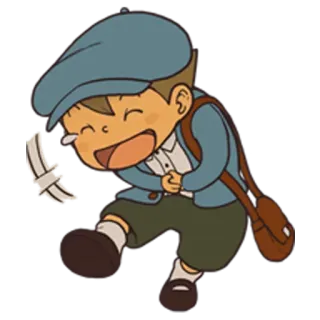 😂 Luke Triton Professor Layton 루크 트라이튼, 레이튼 교수, 웃음, 애니메이션, 소년, 비디오 게임 whatsapp sticker