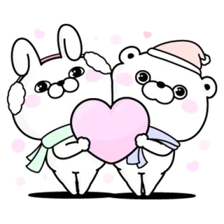 ❤️ 動物, 愛, 友情, 可愛い, かわいい, 漫画, ウサギ, クマ telegram sticker