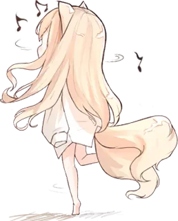 🎼 Anime, Catgirl, Kawaii, Not Musik, Lucu, Ilustrasi, Kartun telegram sticker
