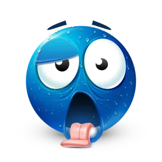 😝 Emoji, Enfermo, Azul, Agotado, Sudando, Lengua, Cansado, Dibujos animados whatsapp sticker