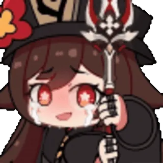 😭 Hu Tao Genshin Impact 动漫, 卡通, 原神, 胡桃, 哭, 伤心, Q版 telegram sticker