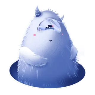😢 monstruo, lindo, dibujos animados, esponjoso, triste, azul whatsapp sticker
