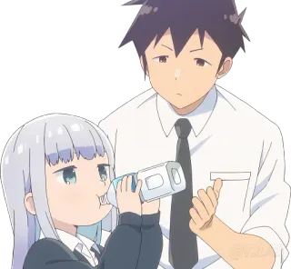 🥤 Anime, Büro, Trinken, Flasche, Mann, Mädchen telegram sticker