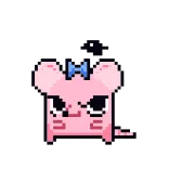 😡 Pixel art, Chuột hồng, Dễ thương, Hoạt hình, Động vật, Nơ telegram sticker