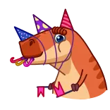 🥳 dinosaur, party, celebration, hat, cartoon telegram sticker