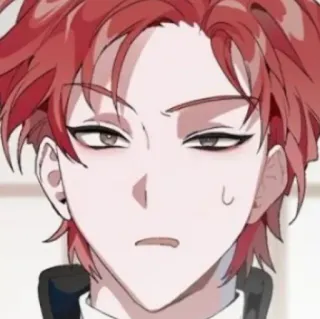 🥀 anime, manga, personaje, retrato, pelo rojo, expresión facial telegram sticker