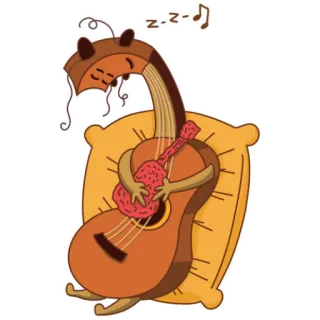 😴 gitaar, slapen, kussen, cartoon, muziek, instrument telegram sticker