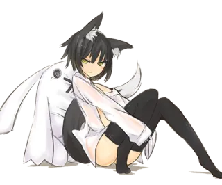 😑 anime girl, cat ears, thigh highs, cute, kawaii, manga telegram sticker
