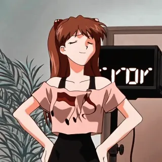 😇 Asuka Langley Soryu Neon Genesis Evangelion ERROR anime, character, girl, Neon Genesis Evangelion, Asuka Langley Soryu telegram sticker