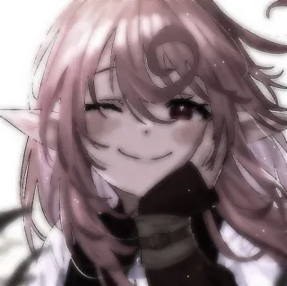 ❤️ elf, anime, kreskówka, słodki, dziewczyna, różowe włosy, uśmiech, mruganie telegram sticker