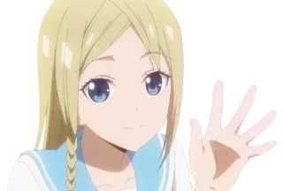 ❤️ anime, meisje, blond haar, zwaaien, schattig whatsapp sticker