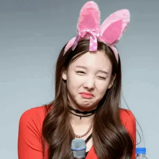 ☕️ woman, bunny ears, wink, kpop, asian, cute, singer whatsapp sticker