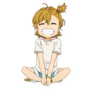 😂 Anime, Kreskówka, Szczęśliwy, Uśmiechnięty, Postać, Siedzący telegram sticker