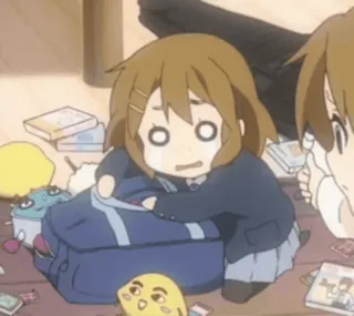 😊 Yui Hirasawa K-On! anime, K-On, Yui Hirasawa, imut, ransel, kawaii telegram sticker