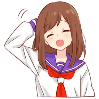 😅 Fille animé, Uniforme scolaire, Confus, Pensif, Dessin animé, Mignon telegram sticker