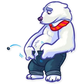 👖 oso polar, dibujos animados, pegatina, triste, animal, personaje whatsapp sticker